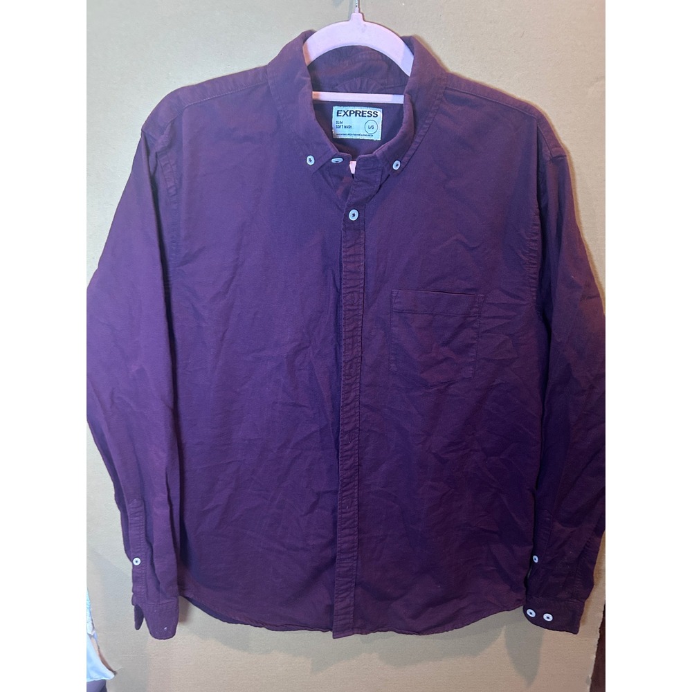 4/$17 Express Button Down Shirt Mens Large Purple‎ Excellent Slim Cotton